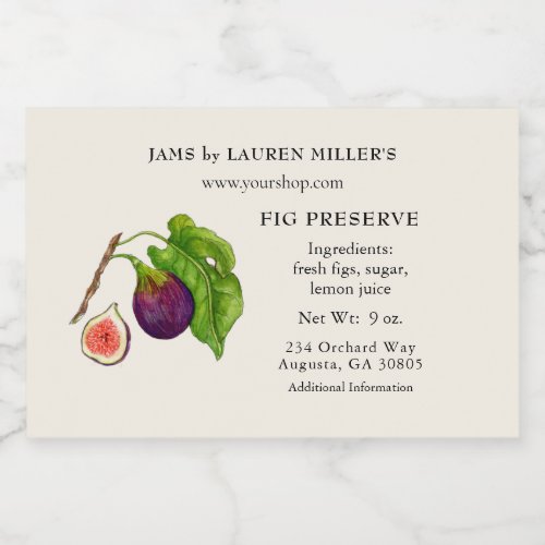 Fig Preserve Label with Ingredient list