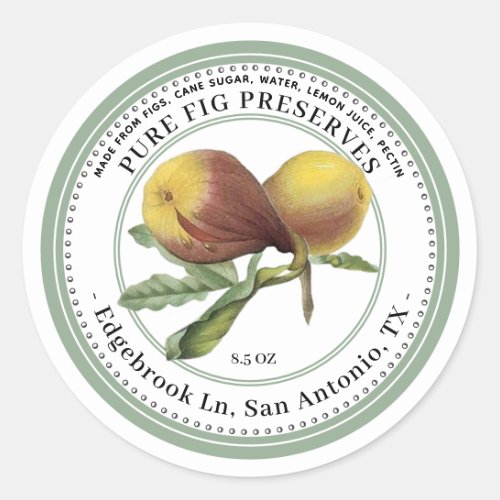 Fig Preserve with Vintage Figs Illustration Classi Classic Round Sticker