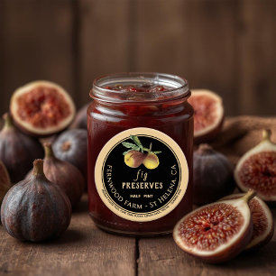 Fig Preserves Black and Kraft Vintage Figs Classic Round Sticker