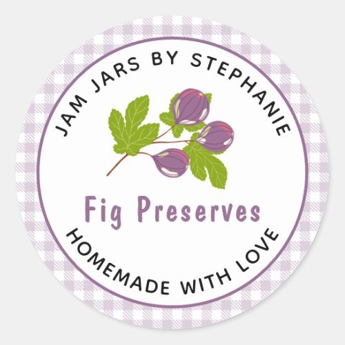 Fig Preserves Homemade with Love Plaid Canning Classic Round Sticker