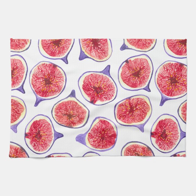 Fig slices watercolor kitchen towel (Horizontal)