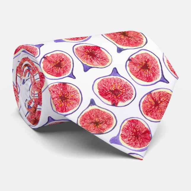Fig slices watercolor neck tie (Rolled)