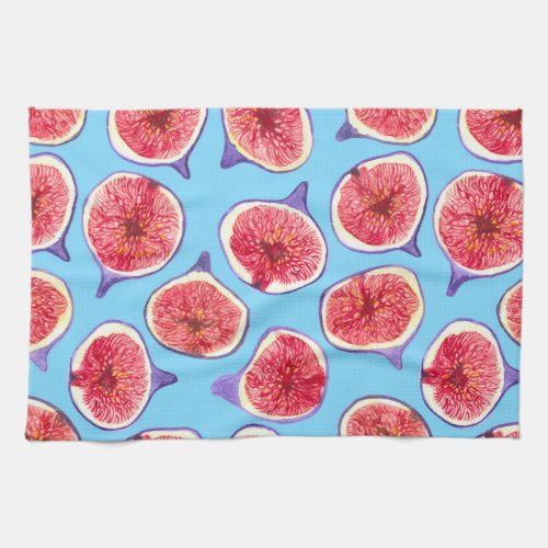 Fig slices watercolor pattern kitchen towel