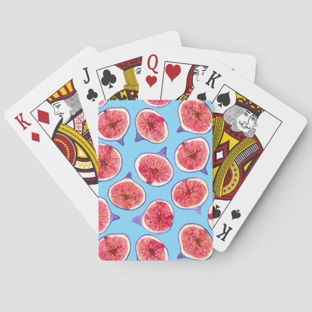Fig slices watercolor pattern poker cards (Back)