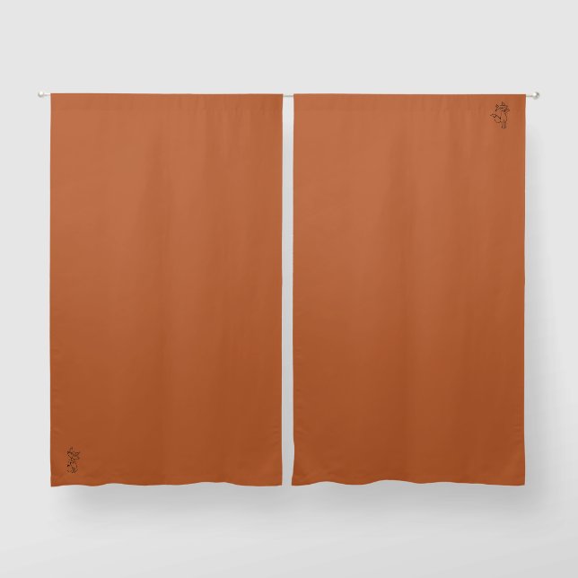 Fig the Fox outlined orange-brn black out Curtains (Pair)