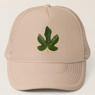 Fig tree Single Green leaf closeup isolated Trucker Hat