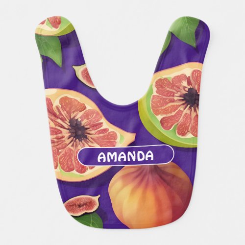 Fig Watercolor Colorful Personalized Pattern Baby Bib