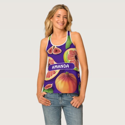 Fig Watercolor Colorful Personalized Pattern Tank Top