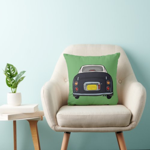 Figarations Black Figaro Car Green Throw Pillow