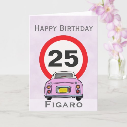 Figarations Candy Pink Figaro Car Birthday Card