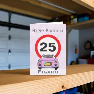 Figarations Candy Pink Figaro Car Birthday Card
