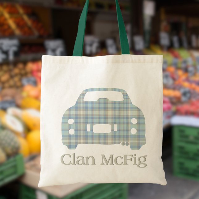 Figarations Clan McFig Tartan Car Figaro Tote Bag (Are you a member of the Clan McFig? Perfect figaro tote bag just for you)