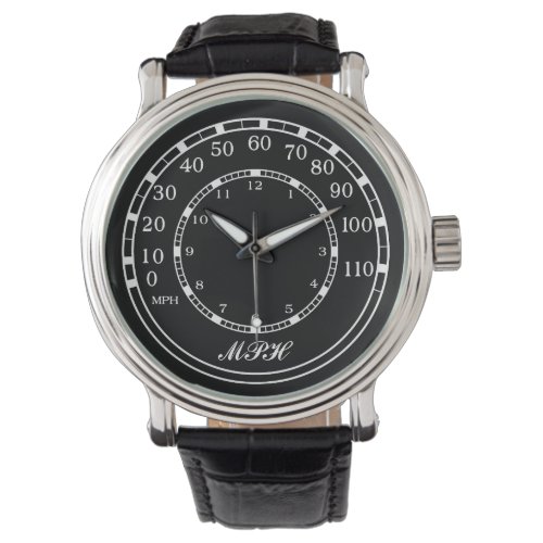 Figarations Classic Black MPH Speedometer Watch
