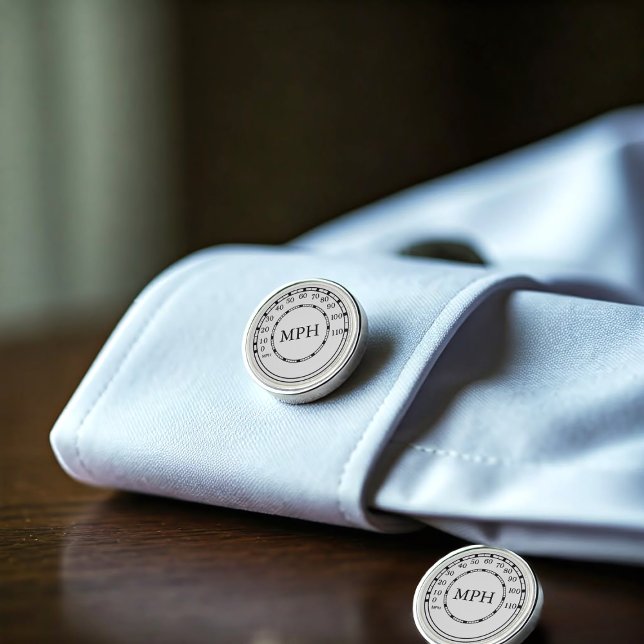 Figarations Classic Car Speedo Silver Cufflinks (Fun cufflinks for the classic car lover in your life. Add their initials)