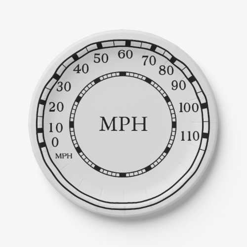 Figarations Classic Car Speedometer MPH Monogram Paper Plates