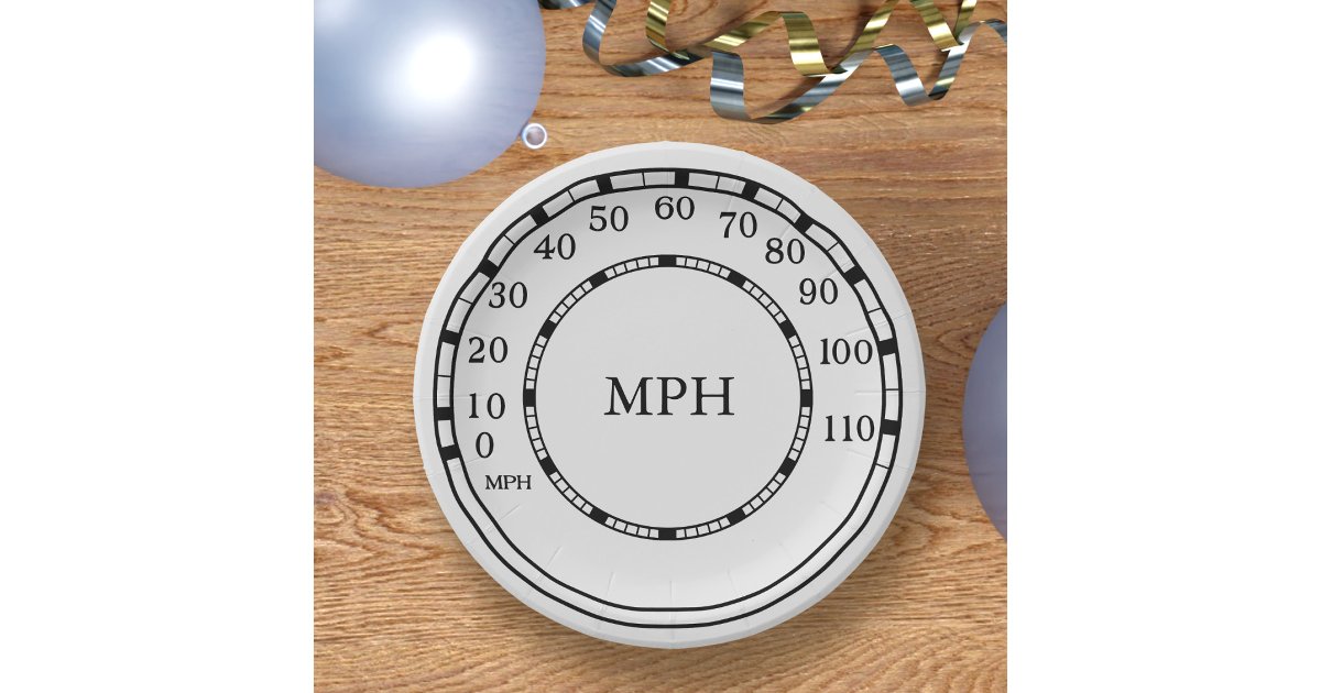 Figarations Classic Car Speedometer MPH Monogram Paper Plates | Zazzle