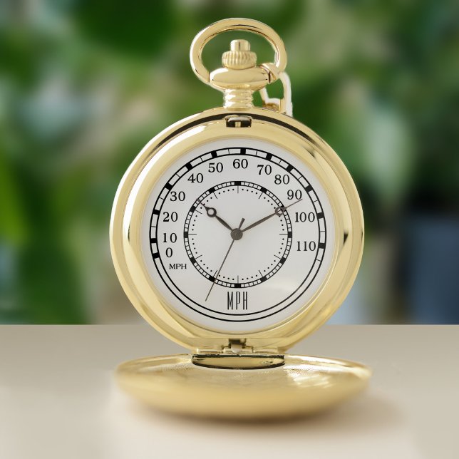 Figarations Classic Car Speedometer Pocket Watch (A lovely gift for the classic car lover in your family. Add their initials)