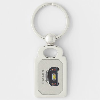 Figarations Cute Black Figaro Car Monogram Silver Keychain by Figarations at Zazzle