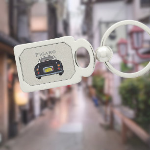 Figarations Cute Black Figaro Car Monogram Silver Keychain