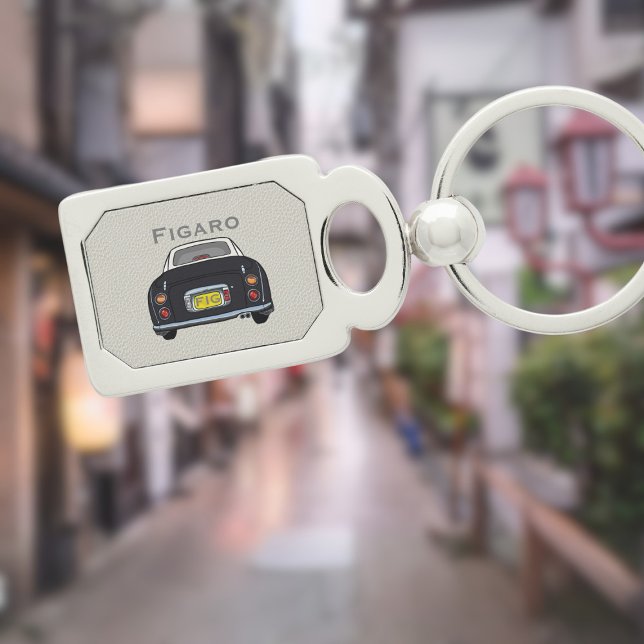 Figarations Cute Black Figaro Car Monogram Silver Keychain (For your figaro car keys. Just add your name and initials)