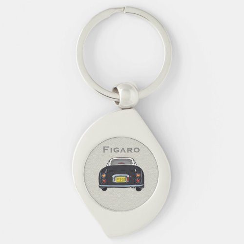 Figarations Cute Black Figaro Car Monogram Silver Keychain
