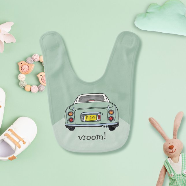 Figarations Cute Green Figaro Car Name Baby Bib (Creator Uploaded)