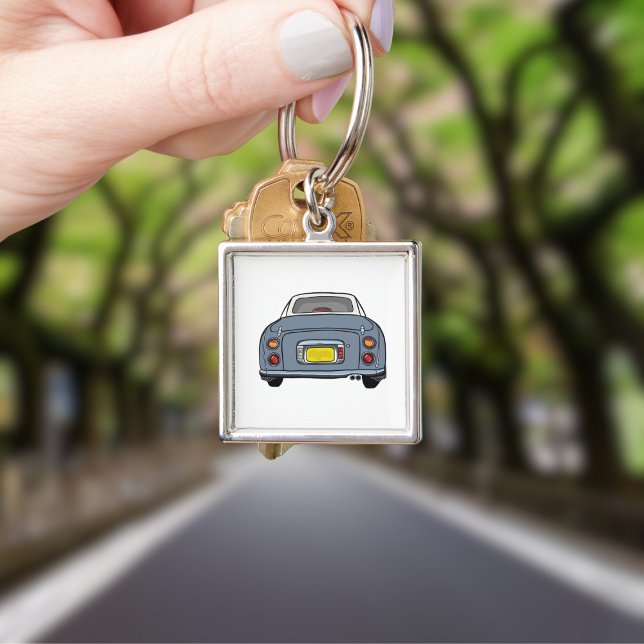 Figarations Cute Lapis Grey Figaro Car Square Keychain (Cute lapis grey figaro car keychain for your car keys)