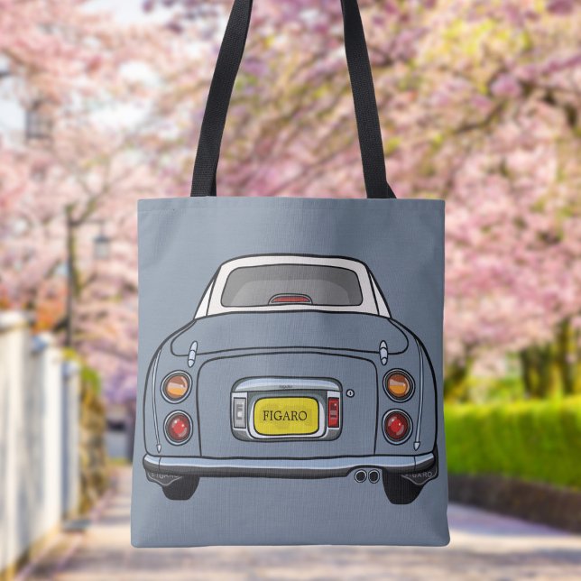 Figarations Cute Lapis Grey Figaro Car Tote Bag (Add your car reg number or figgy car name to this cute lapis grey figaro car tote bag)
