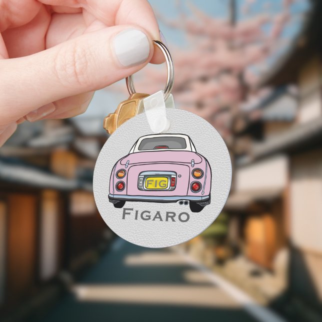Figarations Cute Pink Figaro Car Driver Name Keychain (Add your name and initials to this cute pink figaro car keychain.)