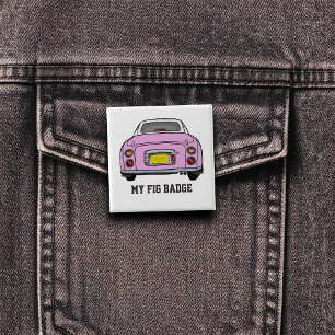 Figarations Cute Pink Figaro Car Name Button Badge