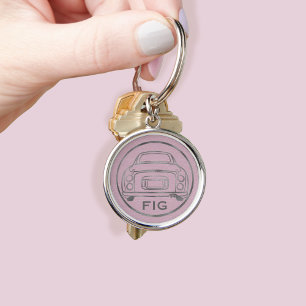Figarations Cute Pink Figaro Car Silver Monogram Keychain