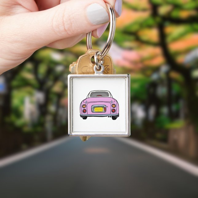 Figarations Cute Pink Figaro Car Square Keychain (Cute pink figaro car keychain for your car keys)
