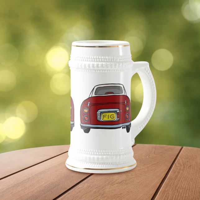Figarations Cute Red Figaro Car Beer Stein (Fun figaro beer stein for the red figaro driver (when they are not driving) Add your initials)