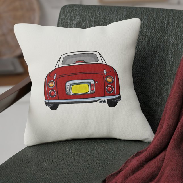 Figarations Cute Red Figaro Car Cream Throw Pillow (A cute red figaro car pillow just for your car or home)