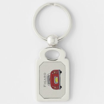 Figarations Cute Red Figaro Car Monogram Silver Keychain by Figarations at Zazzle