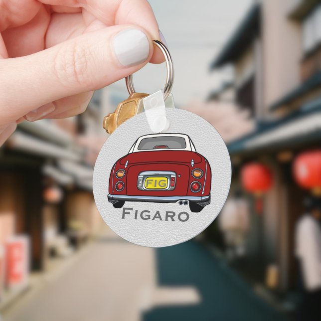 Figarations Cute Red Figaro Car Name Monogram Keychain (Add your name and initials to this cute red figaro car keychain.)