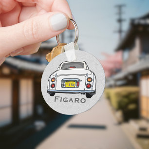 Figarations Cute White Figaro Car Driver Name Keychain