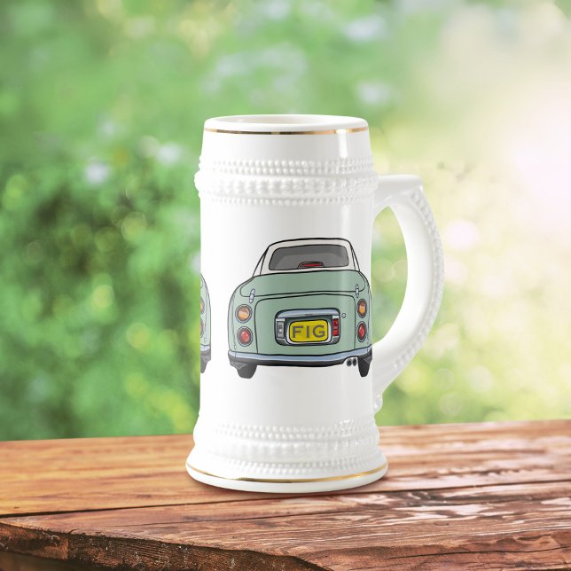 Figarations Emerald Green Figaro Car Beer Stein (Fun figaro beer stein for the green figaro driver (when they are not driving) Add your initials)
