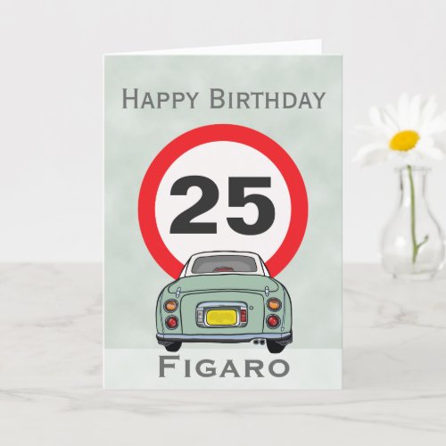 Figarations Emerald Green Figaro Car Birthday Card