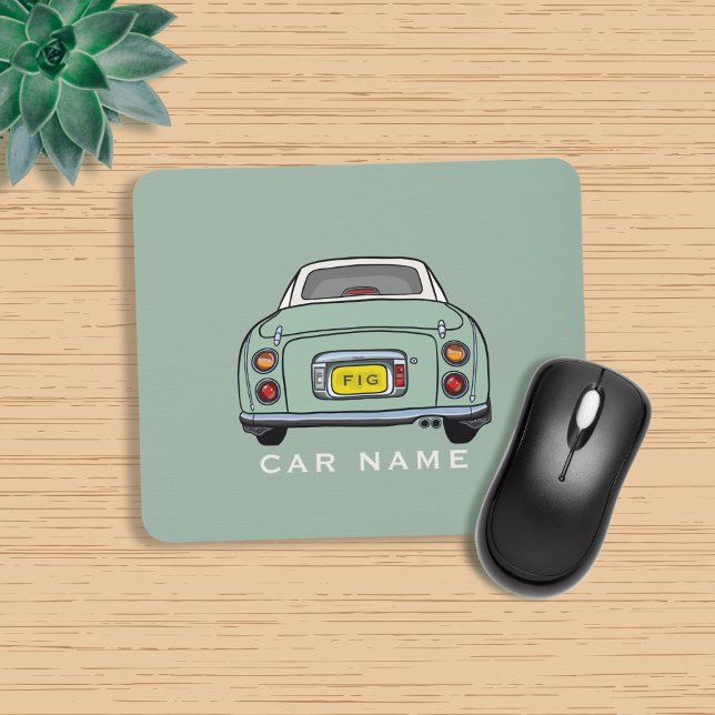 Figarations Emerald Green Figaro Car Name Monogram Mouse Pad (Love emerald green figaros and need a mouse mat? Add your name to this one!)