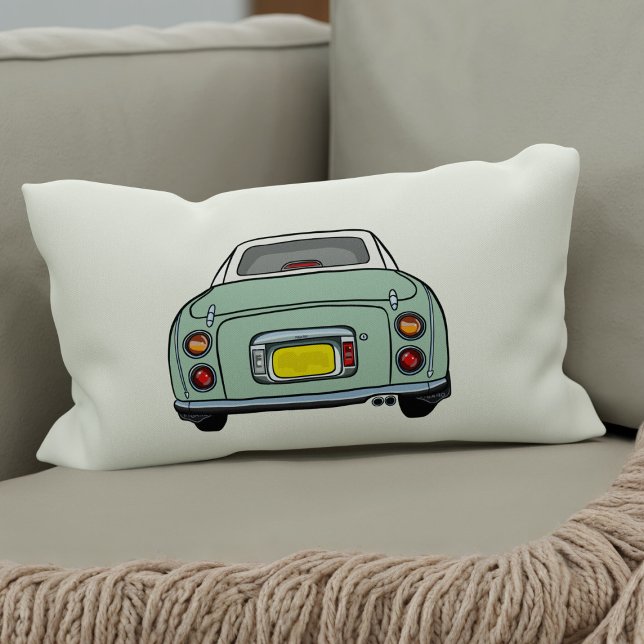 Figarations Emerald Green Figaro Plaid Silhouette Lumbar Pillow (A fun green figgy lumbar pillow for your car or home. You can easily change the background colour)