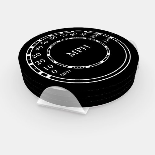 Figarations Figaro Black Speedometer Coaster Set