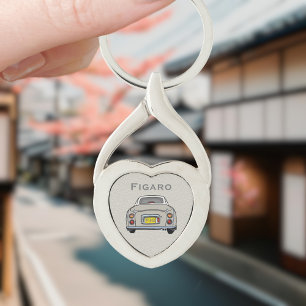 Figarations Figaro Car Monogram Topaz Silver Heart Keychain