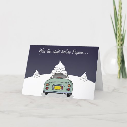 Figarations Figmas Green Figaro Car Christmas Holiday Card