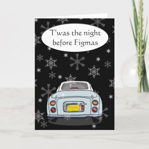 Figarations Figmas Pale Aqua Figaro Christmas Holiday Card