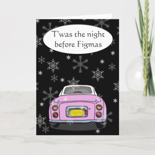 Figarations Figmas Pink Figaro Car Christmas Holiday Card