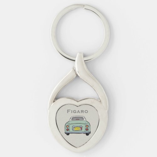 Figarations Green Figaro Car Monogram Silver Heart Keychain
