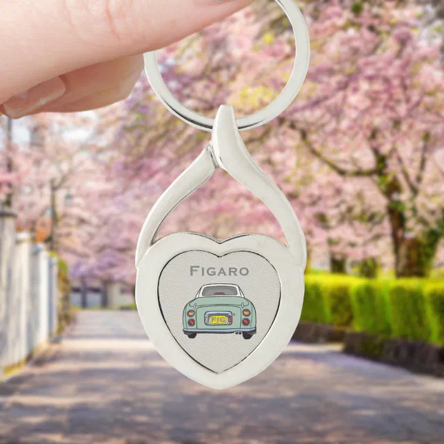 Figarations Green Figaro Car Monogram Silver Heart Keychain | Zazzle