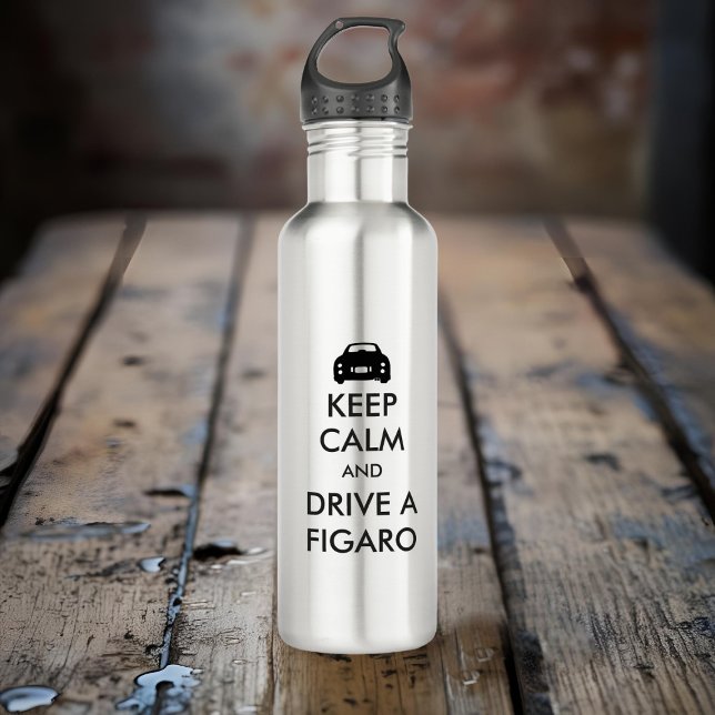 Figarations Keep Calm And Drive A Figaro Car Stainless Steel Water Bottle (Keep Calm and Drive a Figaro water bottle just for you. Great for road trips)