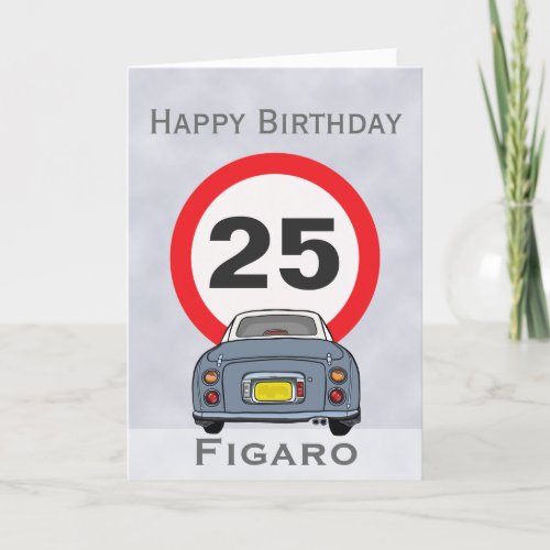 Figarations Lapis Grey Figaro Car Birthday Card